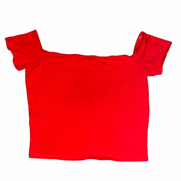 Off-The-Shoulder Red Charlotte Russe Crop Top - Picture 1 of 2
